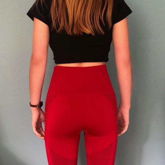 Red Athletic Seamless Leggings - Picture 3 of 4